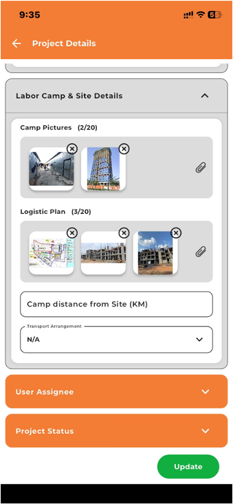 eFORCE project details screen